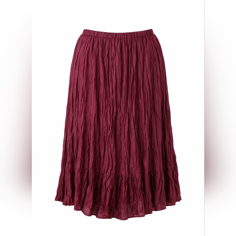 2X Robbie Bee Signature Crinkled Blouse & Skirt Coordinated Set Burgundy - Picture 3 of 6